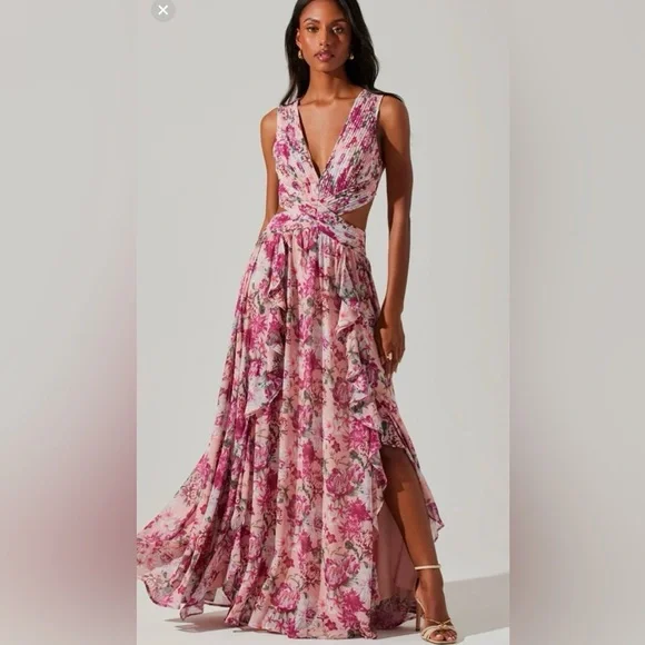 chinese dress ladies ASTR the label Women's Noya Dress, Pink Floral, XS at Amazon Women's  Clothing store